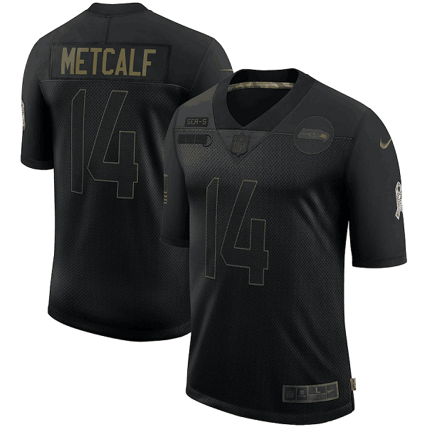Men's Seattle Seahawks #14 D.K. Metcalf 2020 Black Salute To Service Limited Stitched Jersey